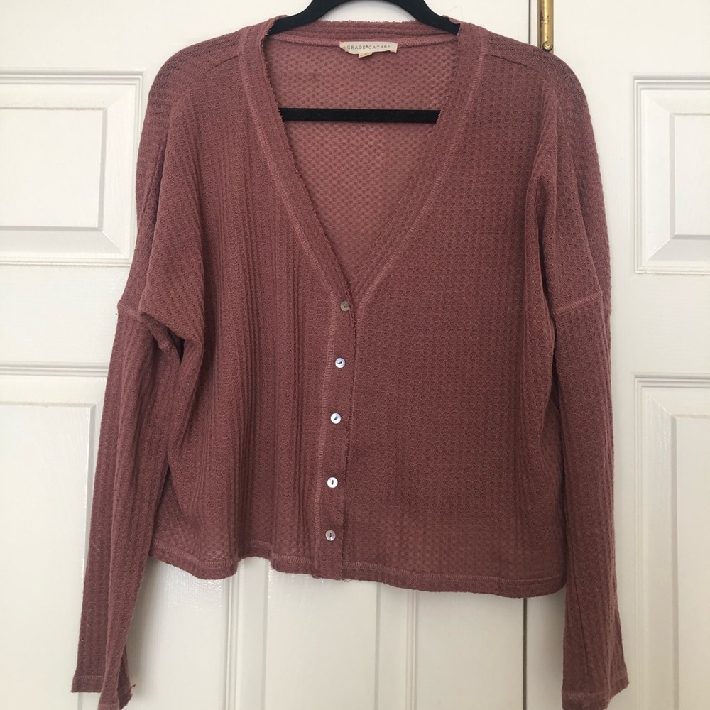 Waffle knit crop sweater